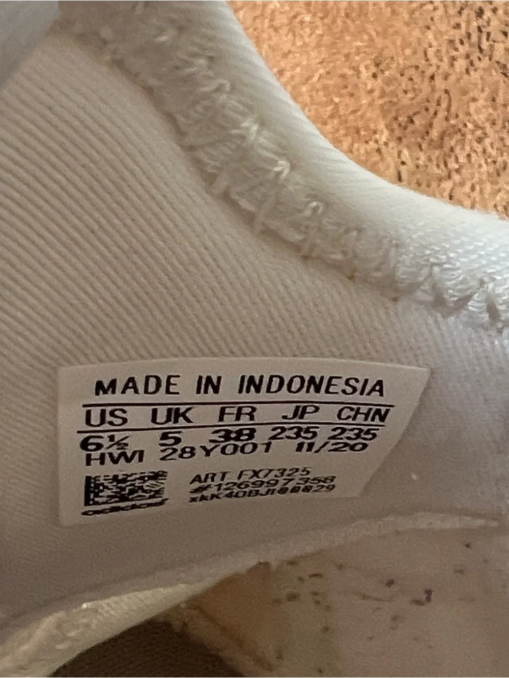 adidas White Slip-On Sneakers with Black Logo Strap. Size 6.5